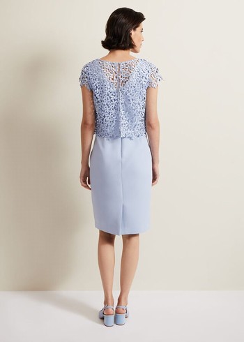 Phase Eight Daisy Lace Double Layer Dress Blue Canada | SPVAMJ-582